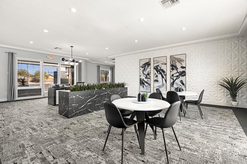 Leasing Office Interior | Come on into our beautiful leasing office overlooking our pool and fitness center!
