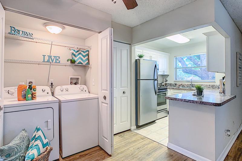 Laundry | Many of our apartment homes feature full size washer & dryer appliances. We also have a community laundry room!