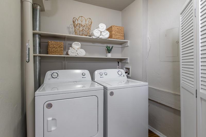 Laundry Room | Every two-bedroom apartment home includes an oversized laundry room and storage area, with full-size washers and dryers INCLUDED!