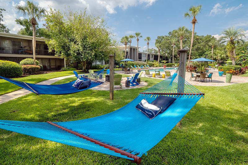 Hammock Garden | Lay back and relax in our hammock garden, located next to the fire pit.