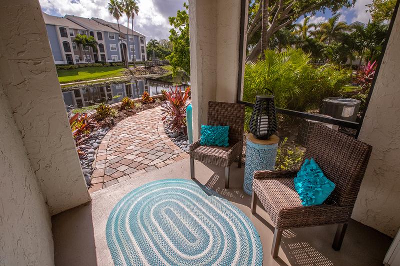 Private Patio | Enjoy your morning coffee in your private screened-in patio or balcony. It’s the perfect way to enjoy the South Florida lifestyle all year long!