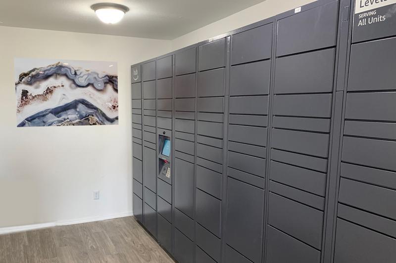 Amazon HUB Package Lockers Coming Soon | (Coming Soon) Your packages will be safe and sound in our new Amazon HUB package lockers. All packages will be delivered to this hub. Residents will have their own code to retrieve their packages safely & securely.
