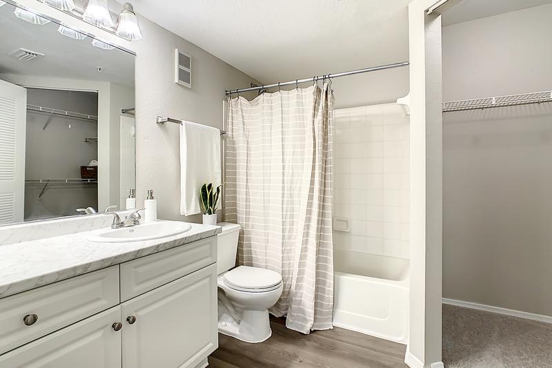 Bathroom | Over-sized master bathroom with a walk-in closet and a linen closet inside.