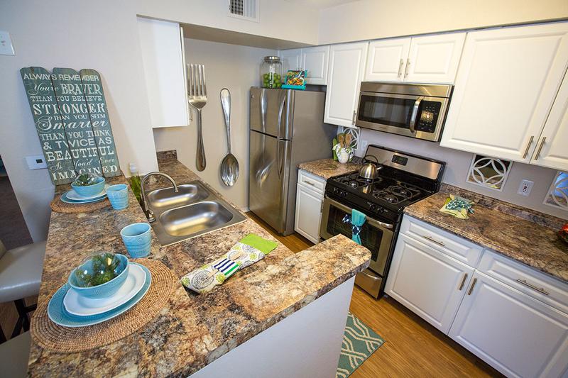Kitchen | Updated kitchens with stainless steel appliances, with gas appliances (stove, dryer, hot water).