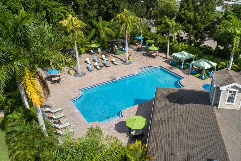 Pool Area | Aerial view of our resort-style pool and expansive sundeck.