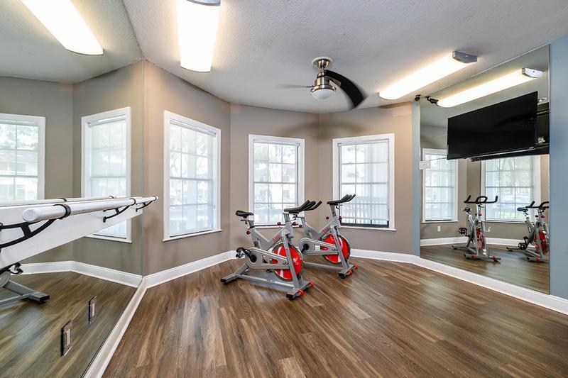 Spin and Yoga Studio | Embrace rejuvenation and find your inner balance at Carrington Lane Apartments' Spin and Yoga Studio.