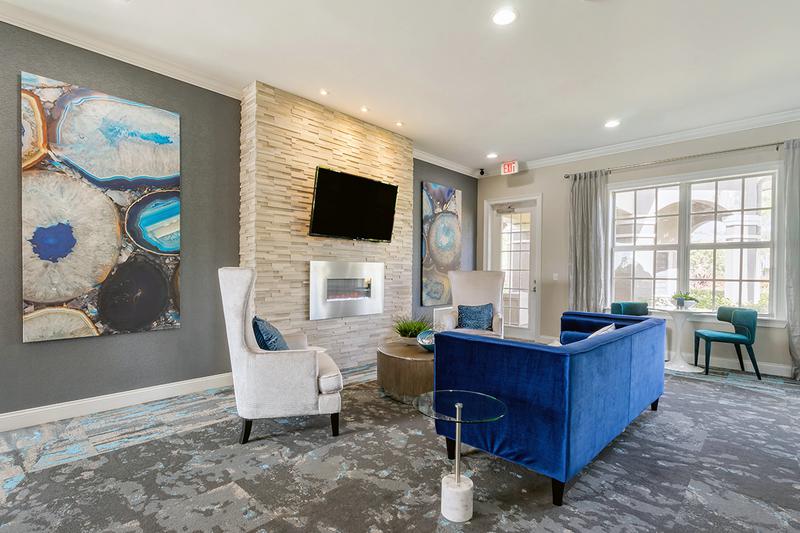 Fireplace | Relax by the fireplace in our community lounge.