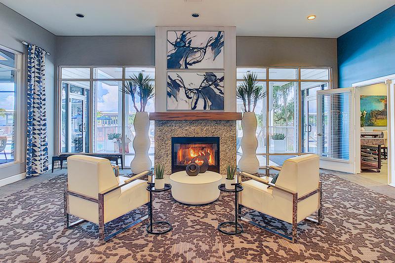 Clubhouse Fireplace | Warm up by the clubhouse fireplace.