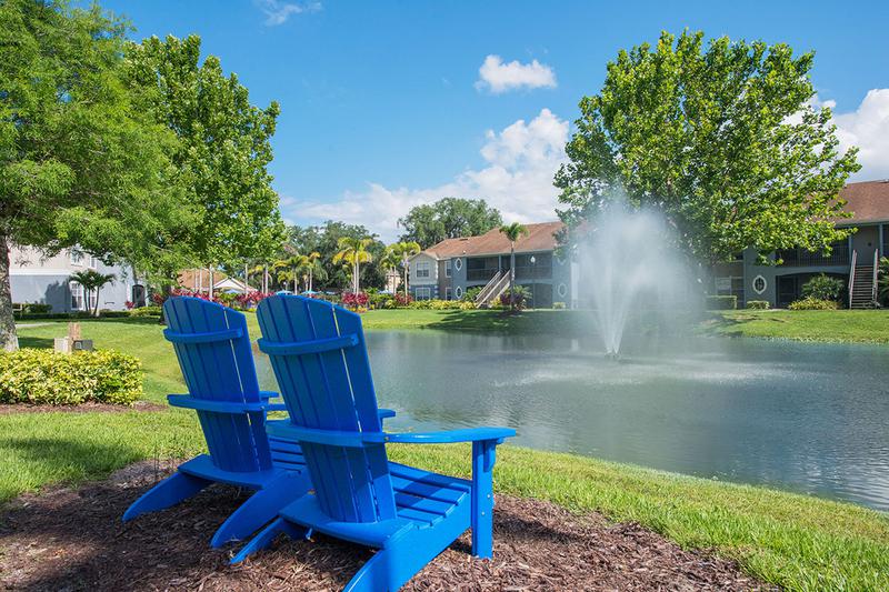 Lake Views | Enjoy the beautiful lake views from one of our Adirondack chairs.
