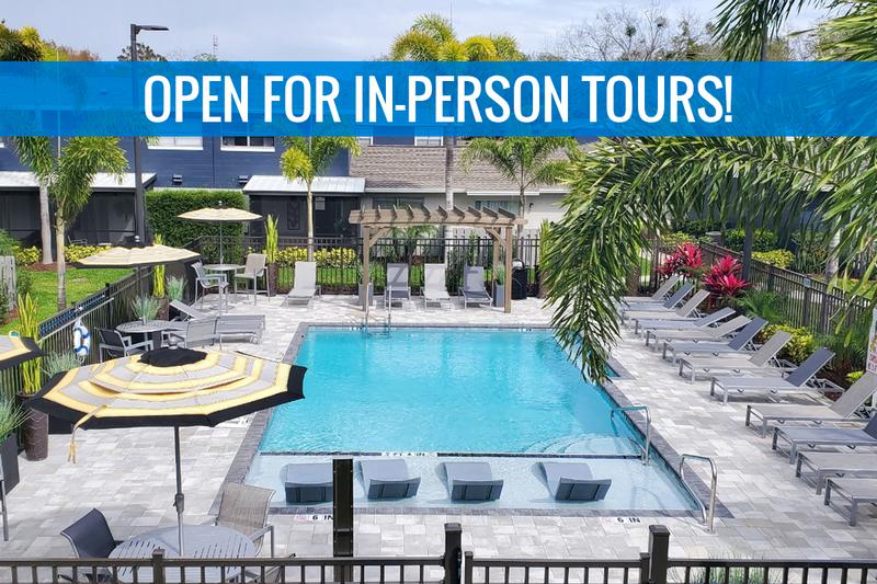 Resort-Style Pool | Take a dip in our resort-style pool. We are excited to offer in-person tours while following social distancing and we encourage all visitors to wear a face covering.