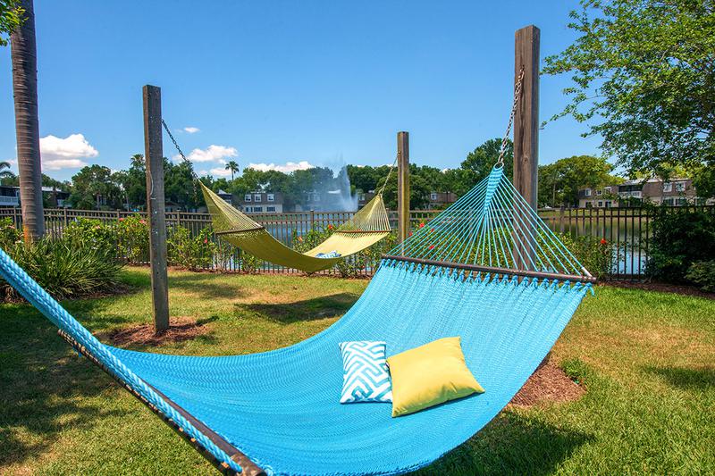 Hammocks | Lay in one of our lakeside hammocks.