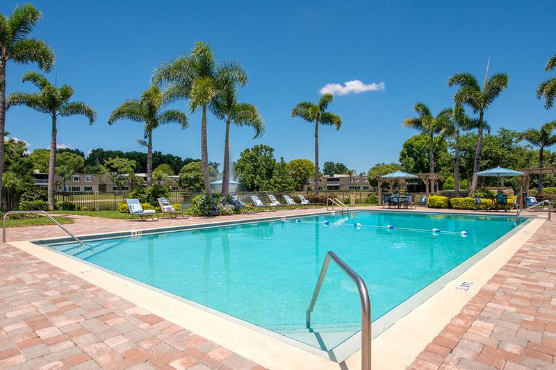 Resort-Style Pool | Take a dip in our sparking swimming pool overlooking the lake.