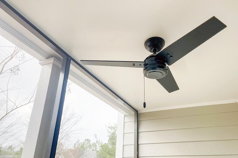 Patio Fan | Your private screened-in patio also has a fan to keep you cool on those hot days.
