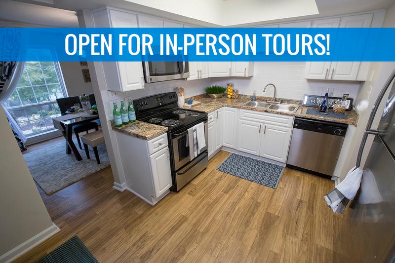 Kitchen | We are excited to offer in-person tours while following social distancing and we encourage all visitors to wear a face covering. Our luxury apartments in Georgia feature updated kitchens featuring updated counter tops, cabinets and flooring.