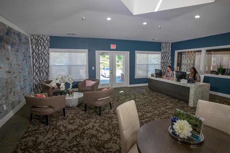 Office Interior | Come on into the leasing office for some complimentary coffee or just to say hello! Our friendly leasing staff is waiting to help you find your new home!