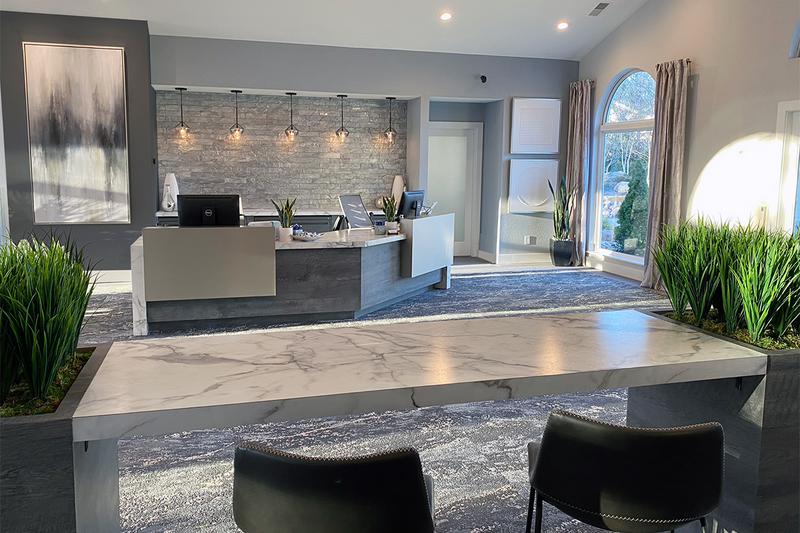 Clubhouse Interior | Come on into the new clubhouse for a cup of complimentary coffee or just to say hello! Our friendly leasing staff is waiting to help you find your new home!