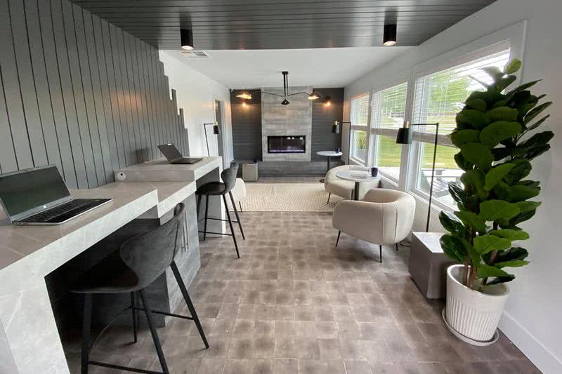WiFi Lounge | Come on into our resident clubhouse featuring a WiFi Lounge with computers, a relaxing fireplace, and scenic view.