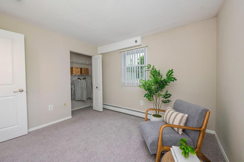 Bedroom | Perfect size bedroom with plush carpeting or wood style flooring throughout.