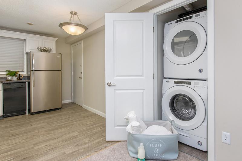 In-Unit Washer & Dryer* | Full size, stackable washer and dryer appliances included in select apartment homes.