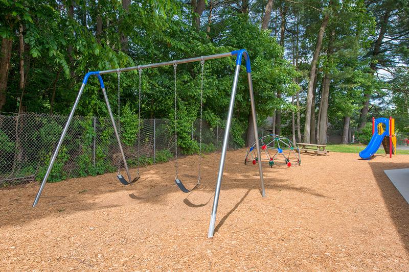 Swing Set & Playscape | Check out our on-site playground for some fun!