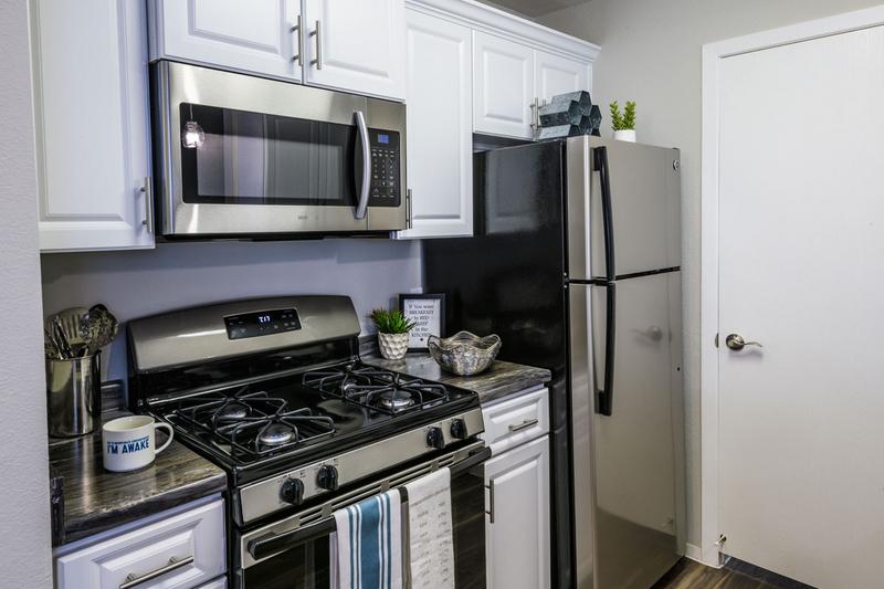 Stainless Steel Appliances | Our kitchens feature stainless steel appliances.