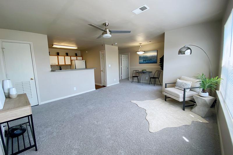 Living Room | Spacious living rooms featuring large windows.