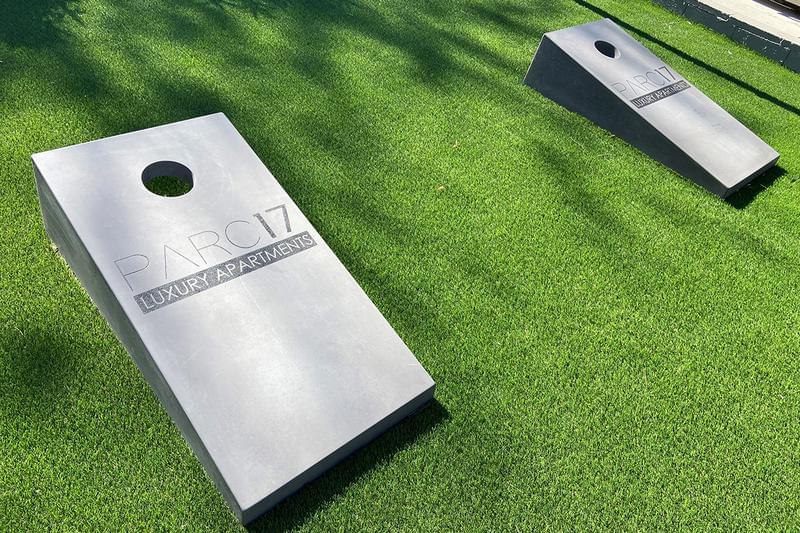 Cornhole | Our cornhole court has 2 sets of boards so you can have multiple games going at once.