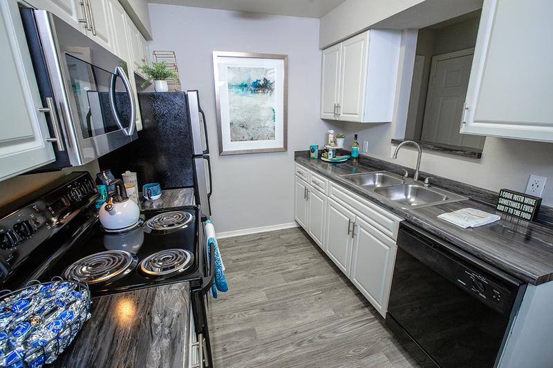 Fully Applianced Kitchens | Kitchens are fully applianced, including a microwave and dishwasher for your convenience!