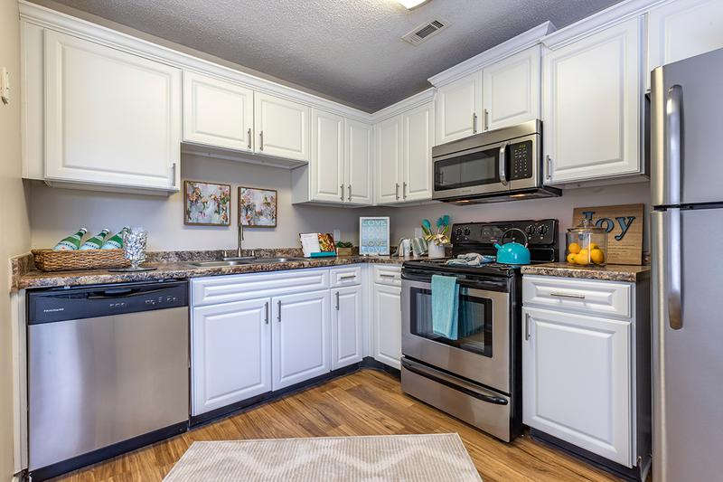 Stainless Steel Appliances | Our updated kitchens include stainless steel appliances and plenty of cabinet space.