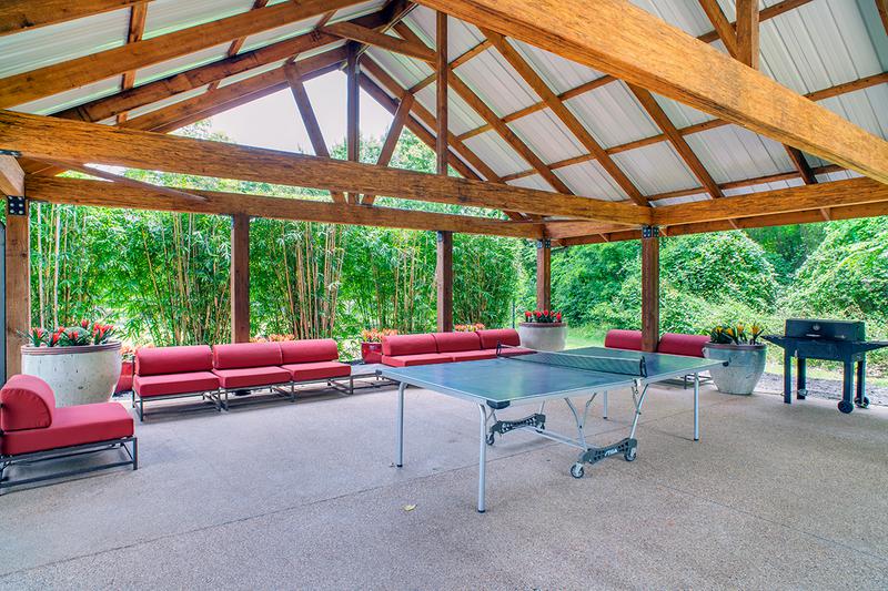 Pavilion | Residents can enjoy our pavilion featuring a ping pong table and plenty of seating under the shade.