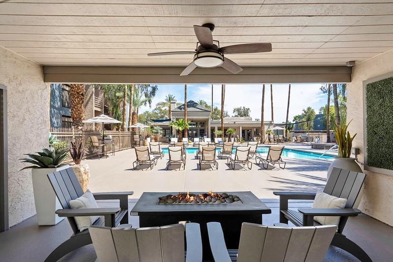 Firepit | Warm up around our poolside firepit.