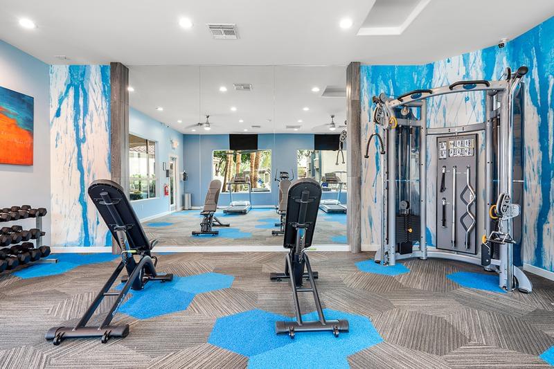 Weight Training Equipment | Our fitness center also features weight training equipment so you can get a full body workout.
