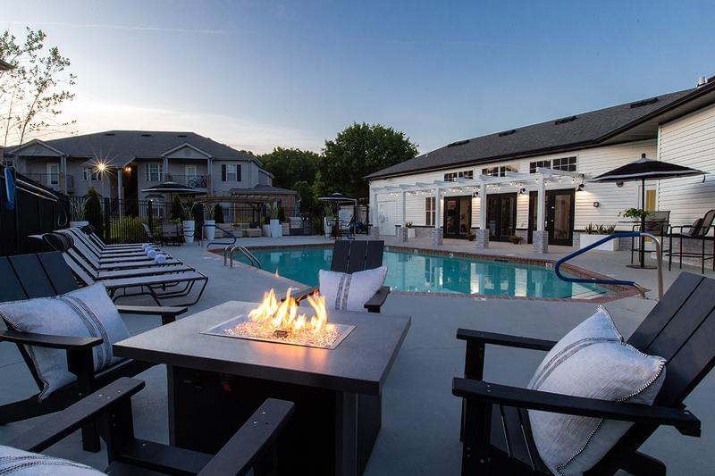 Firepit at Night | Warm up by our community firepit.