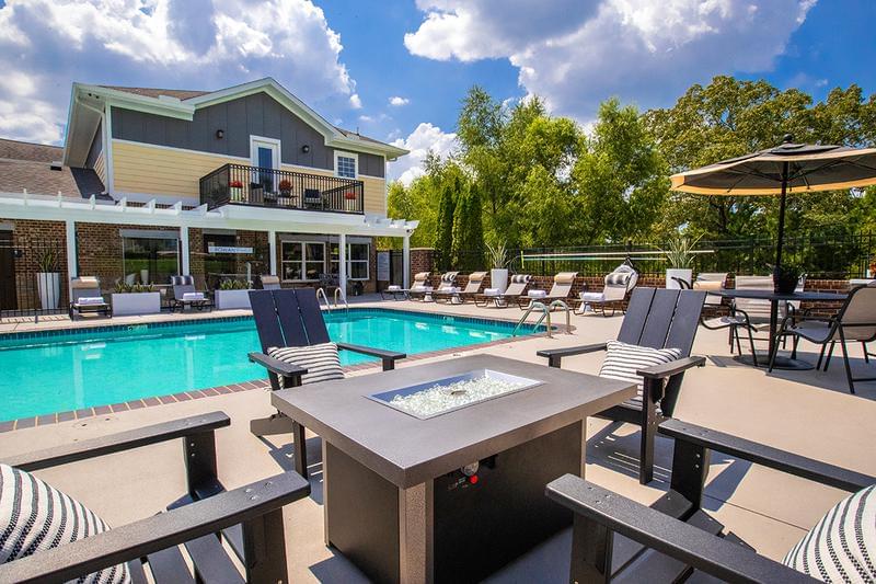 Fire Pit | Enjoy pool views while warming up by our firepit.