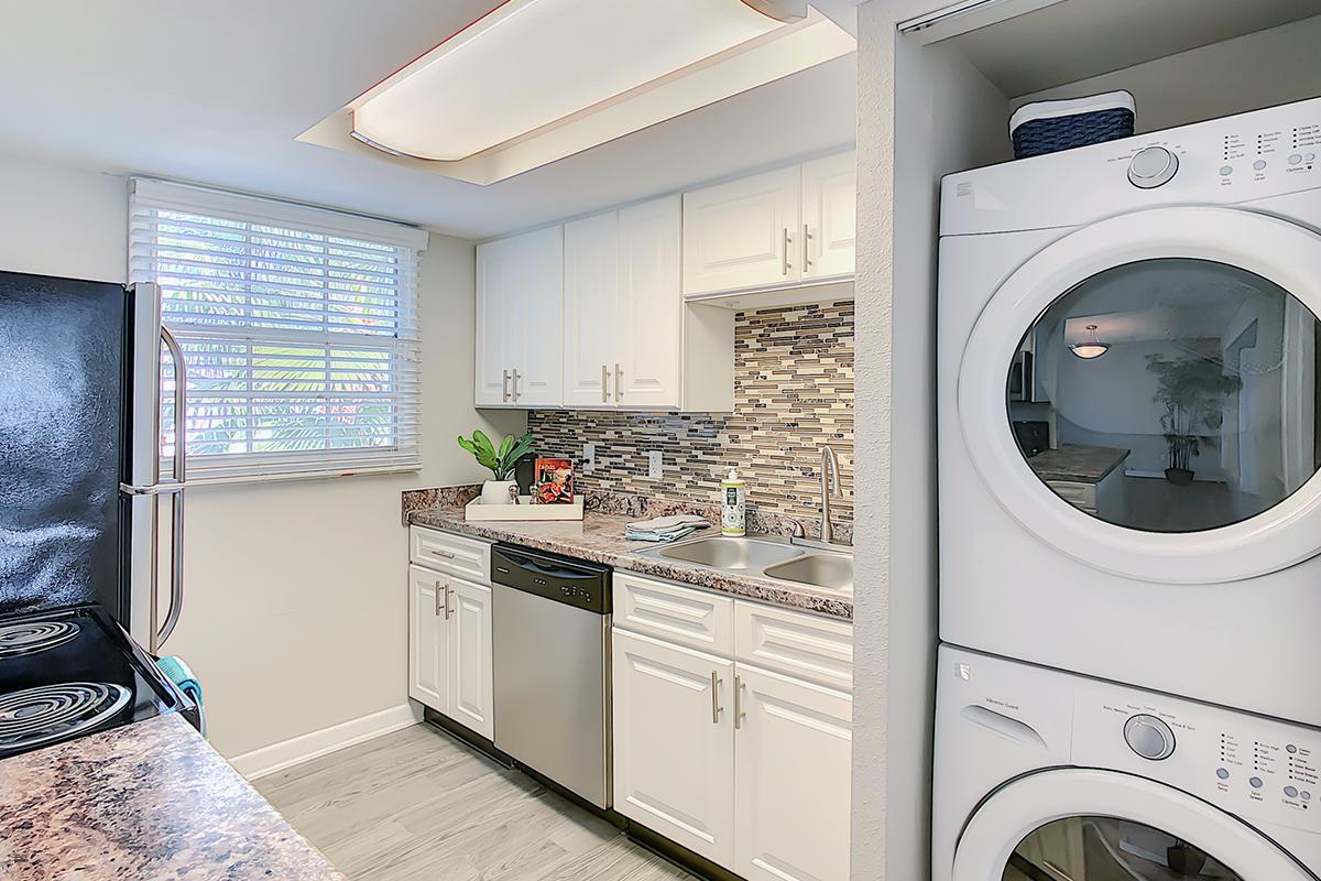 Your newly remodeled kitchen is complete with washer and dryer connections in the closet.