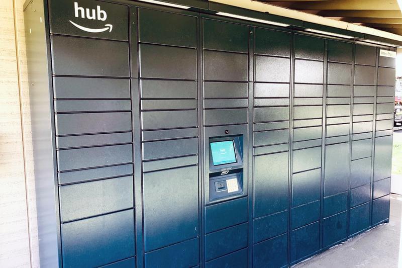Amazon HUB  | Your packages will be safe and sound in our new Amazon HUB package lockers. Packages delivered to the HUB can be retrieved at your convenience with a personal code sent to your phone!