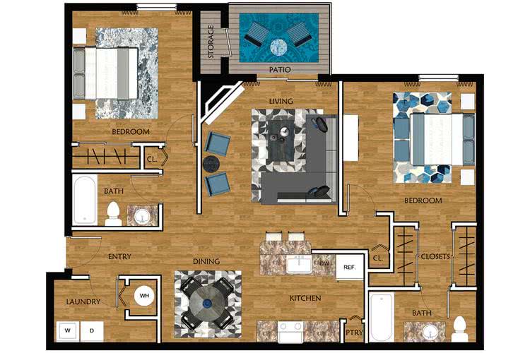 2 Bedroom Apartment Floor Plans & Pricing Grand Oaks at
