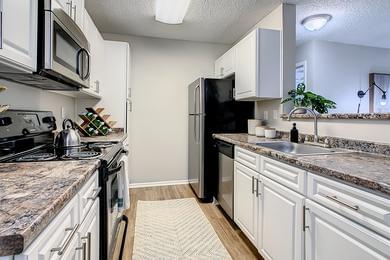 Kitchen | Plenty of counter space, and stainless steel appliances in every home.