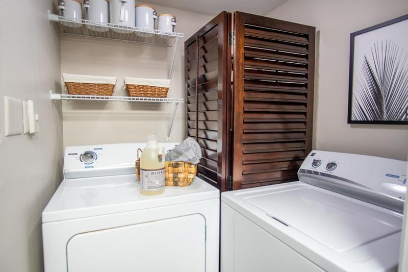 Laundry Room | Full size washer and dryer appliances in every home.