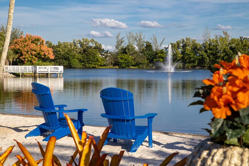 Lake with Fountain | Take in the picturesque lake views from around the Naples community.