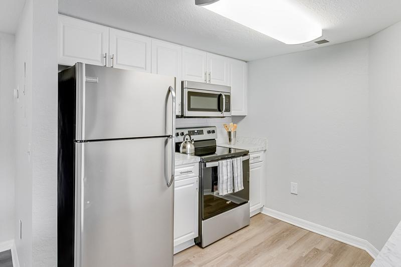 Stainless Steel Appliances | All kitchens feature sleek, stainless-steel appliances, including a dishwasher.