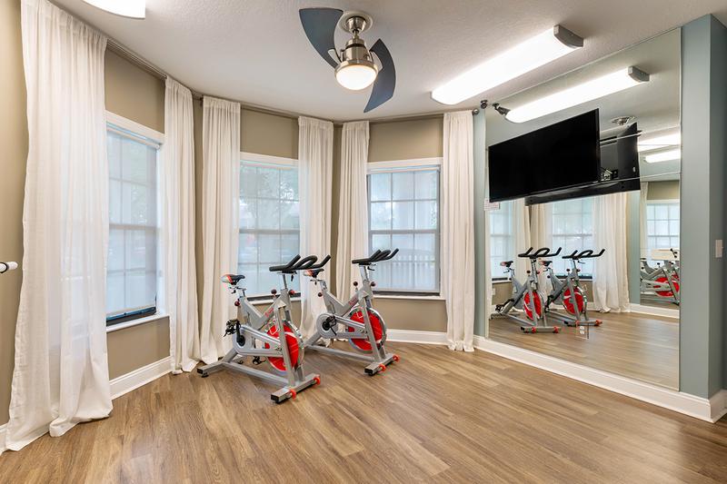 Spinning Bikes | Our fitness center also features spinning bikes.