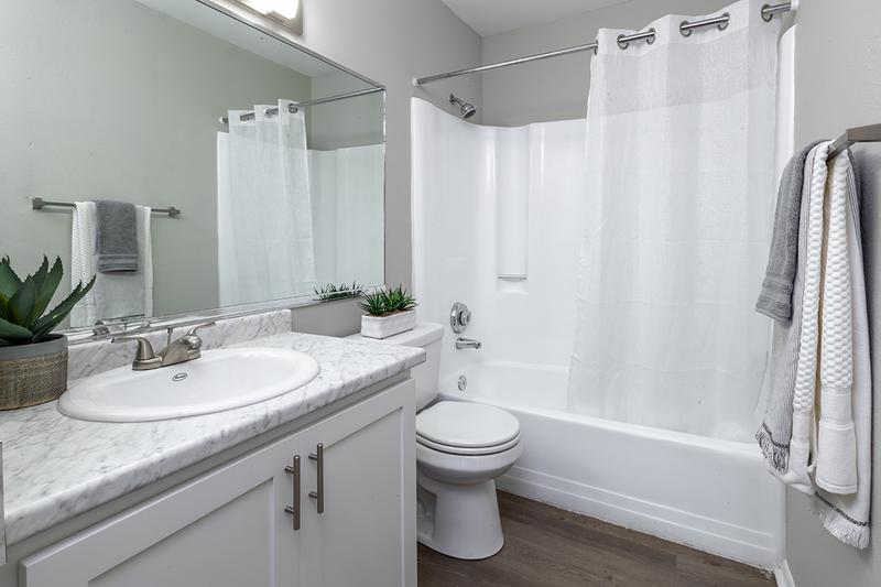Premium Bathroom | Spacious, newly renovated bathrooms featuring new countertops and cabinetry.