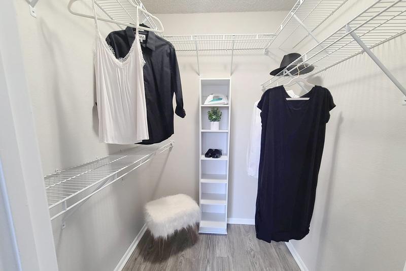 Walk-In Closets | Select floor plans feature spacious, walk-in closets with built-in organizers.