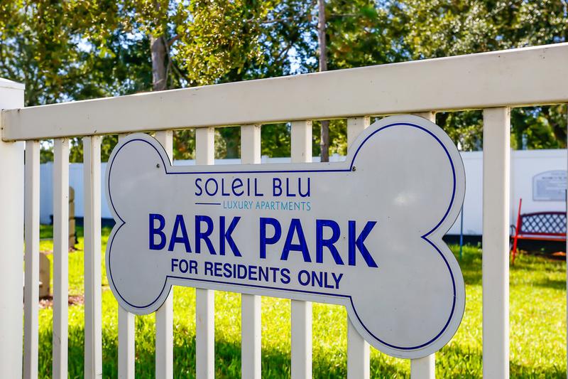 Bark Park | Bring your furry friend down to our on-site Bark Park where they can get some exercise and meet new friends!