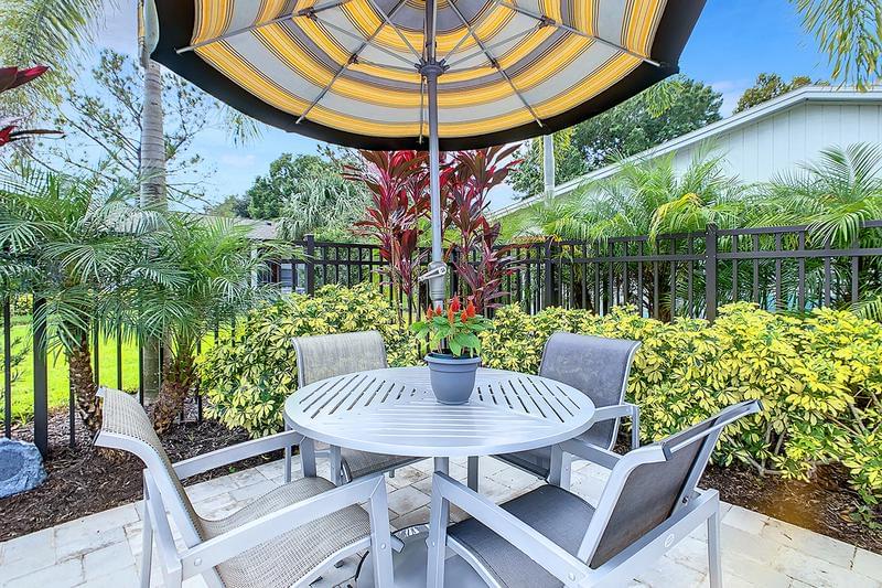Tables with Umbrellas | Enjoy lunch by the pool at one of our poolside tables with umbrella.