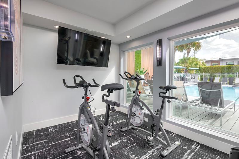 Spinning Bikes | Our fitness center also features spinning bikes.