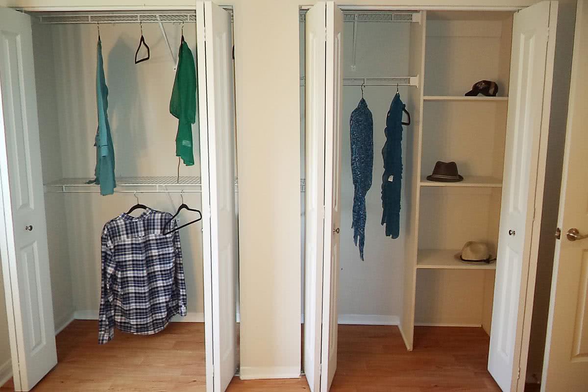 Enjoy large dual closets with built-in shelving and organizers!