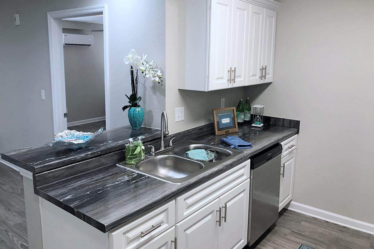 Kitchens also include a dishwasher for your convenience.