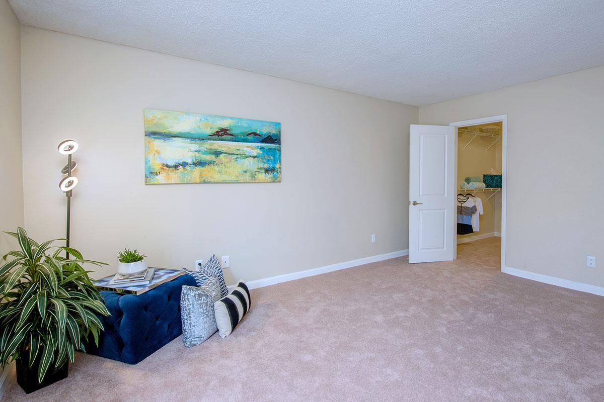 Master bedroom with huge walk-in closet to store everything in your wardrobe.